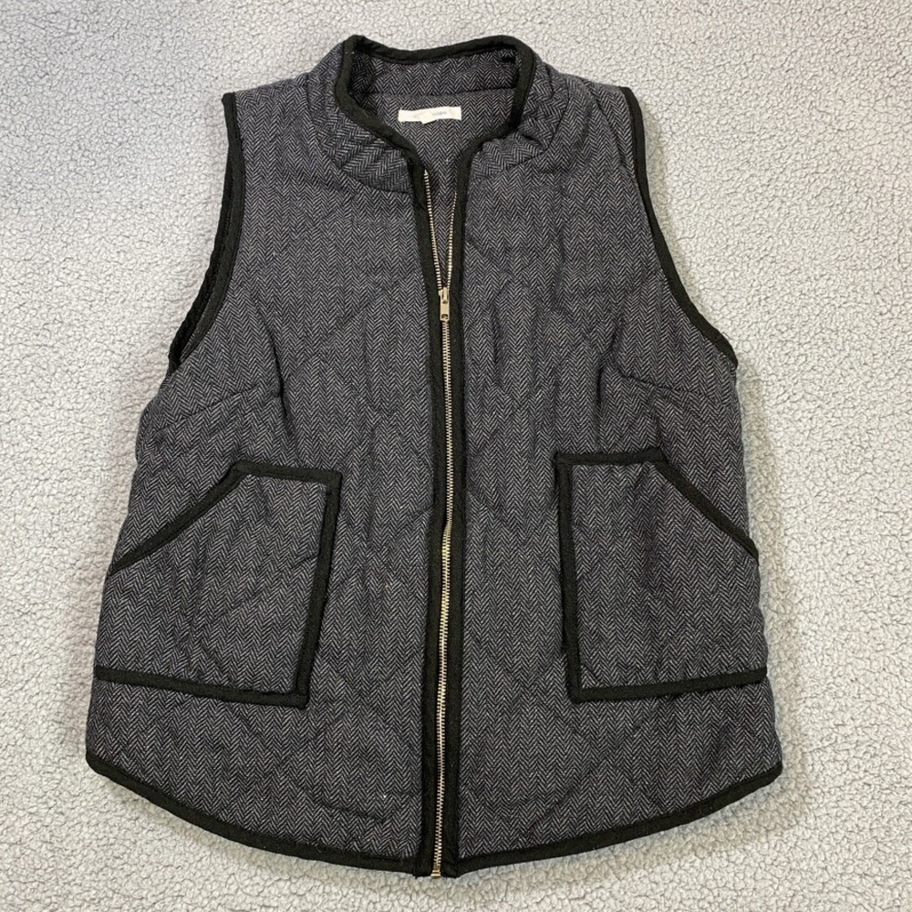41 Hawthorn Stitch Fox Herringbone Puffer Vest Size M Medium Gray Zipper